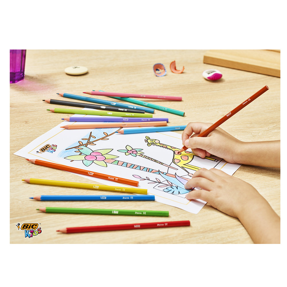Colozoo Lot De 24 Crayons De Couleur 3 En 1 Avec Pinceau Et Taille-Crayon - Non Toxiques Véganiens Pour Enfants Dès 3 Ans